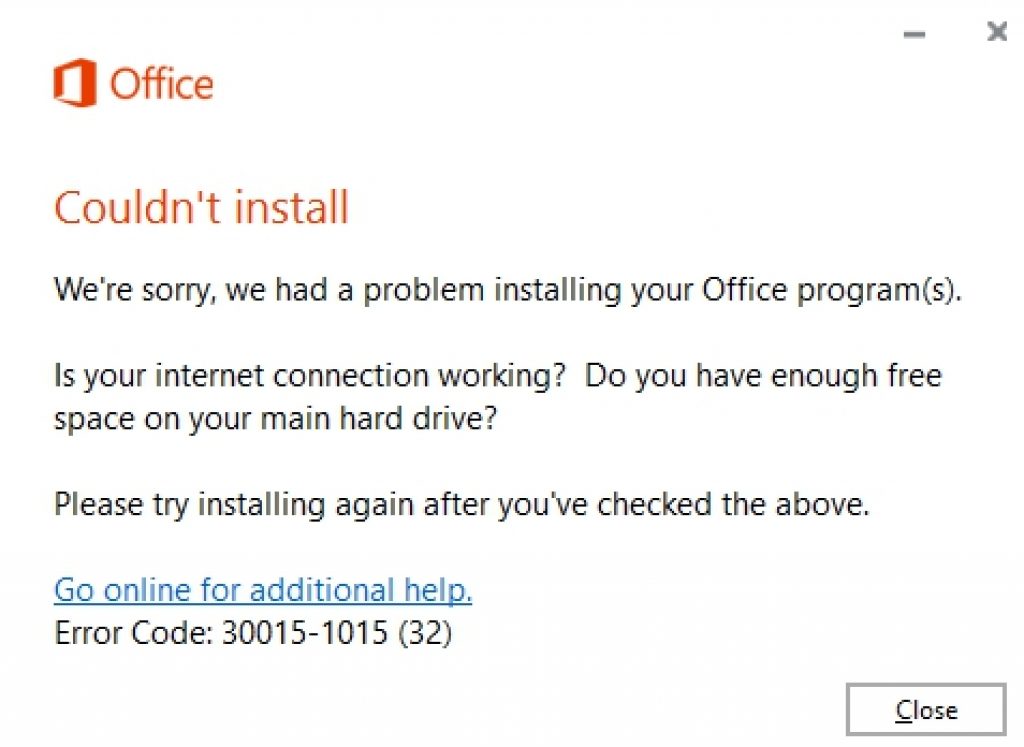 fix microsoft office installation error