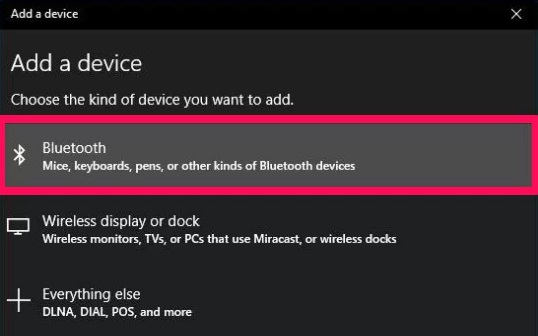 add bluetooth device to windows 10
