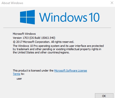 check windows 10 installed version using winver command