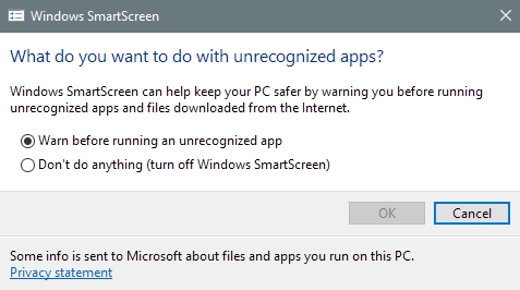windows 10 smartscreen