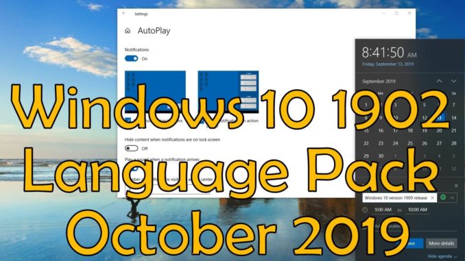 Windows 10 1902 Language Pack October 2019